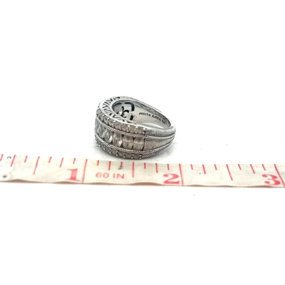 Judith Ripka 925 Sterling Silver Cubic Zirconia Statement Tapered Band Ring